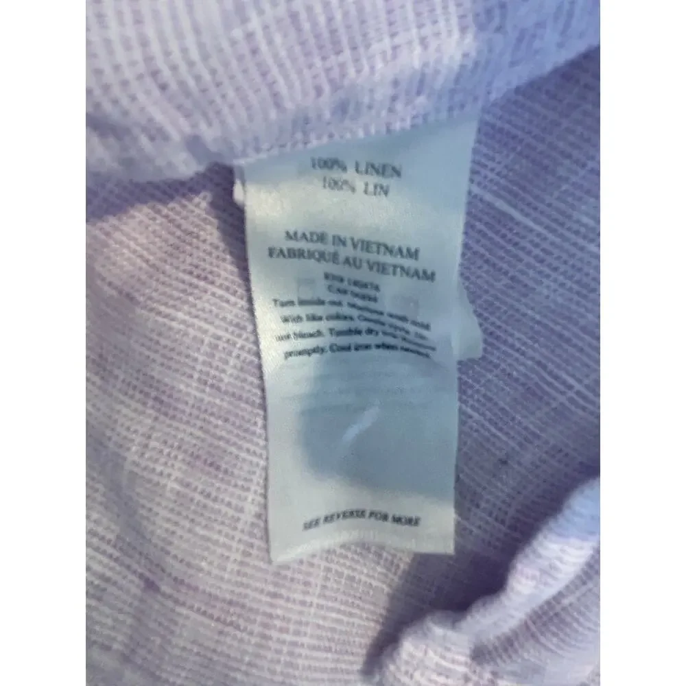 Faherty Laguna Linen Shirt XS Lavender Melange Button Up Coastal Chic Top Shirt - Picture 7 of 7